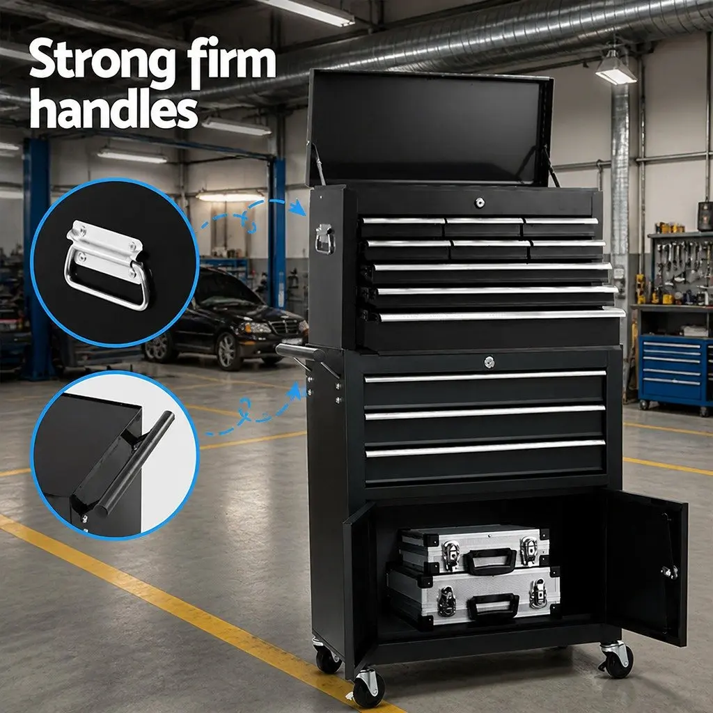 Tool Chest Trolley 12 Drawers Storage Cabinet Toolbox Organizer with Lockable