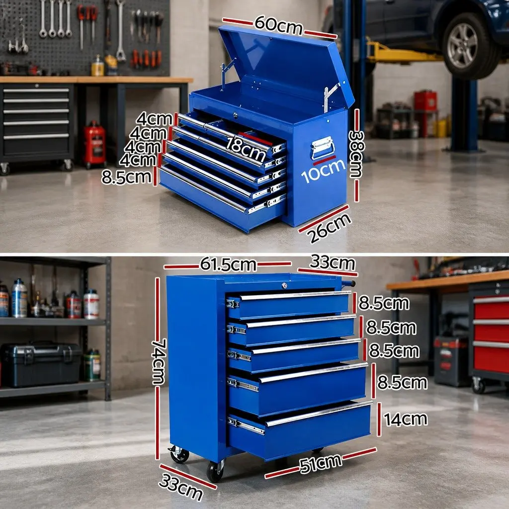 14 Drawer Tool Box Cabinet Chest Storage Trolley Mechanic Garage Workshop