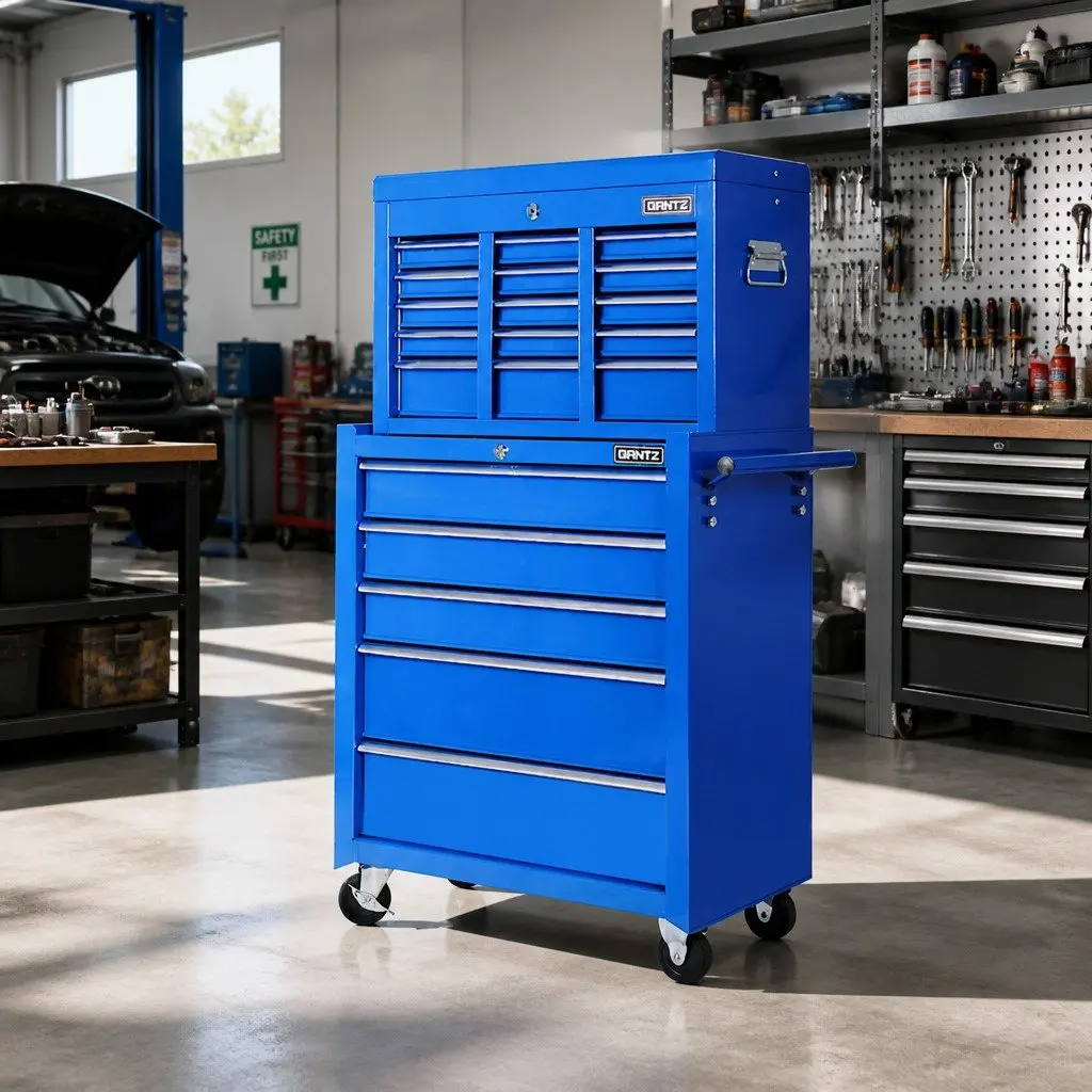 14 Drawer Tool Box Cabinet Chest Storage Trolley Mechanic Garage Workshop