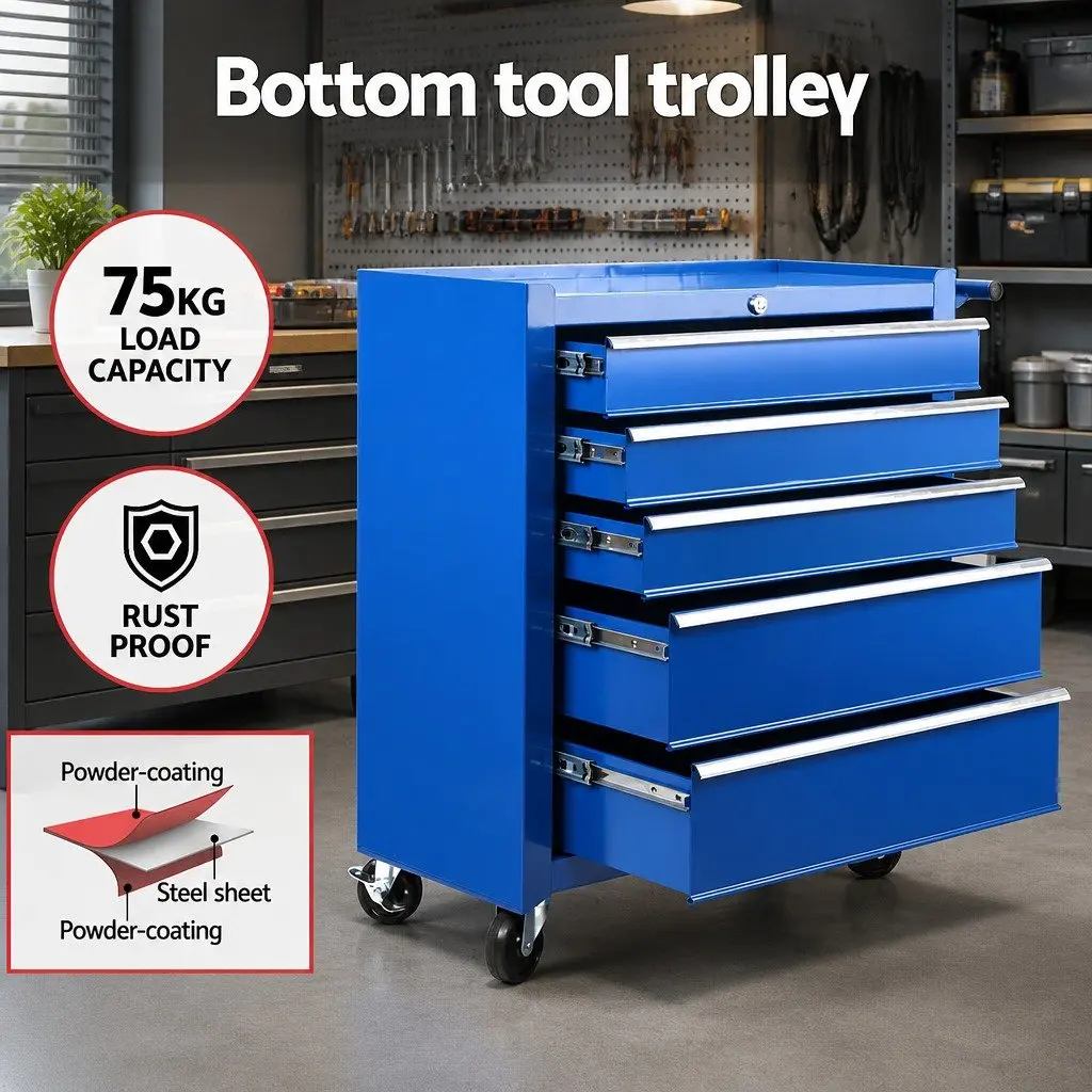 Tool Chest Trolley 15 Drawers 2-in-1 Storage Wheeled Toolbox Organizer