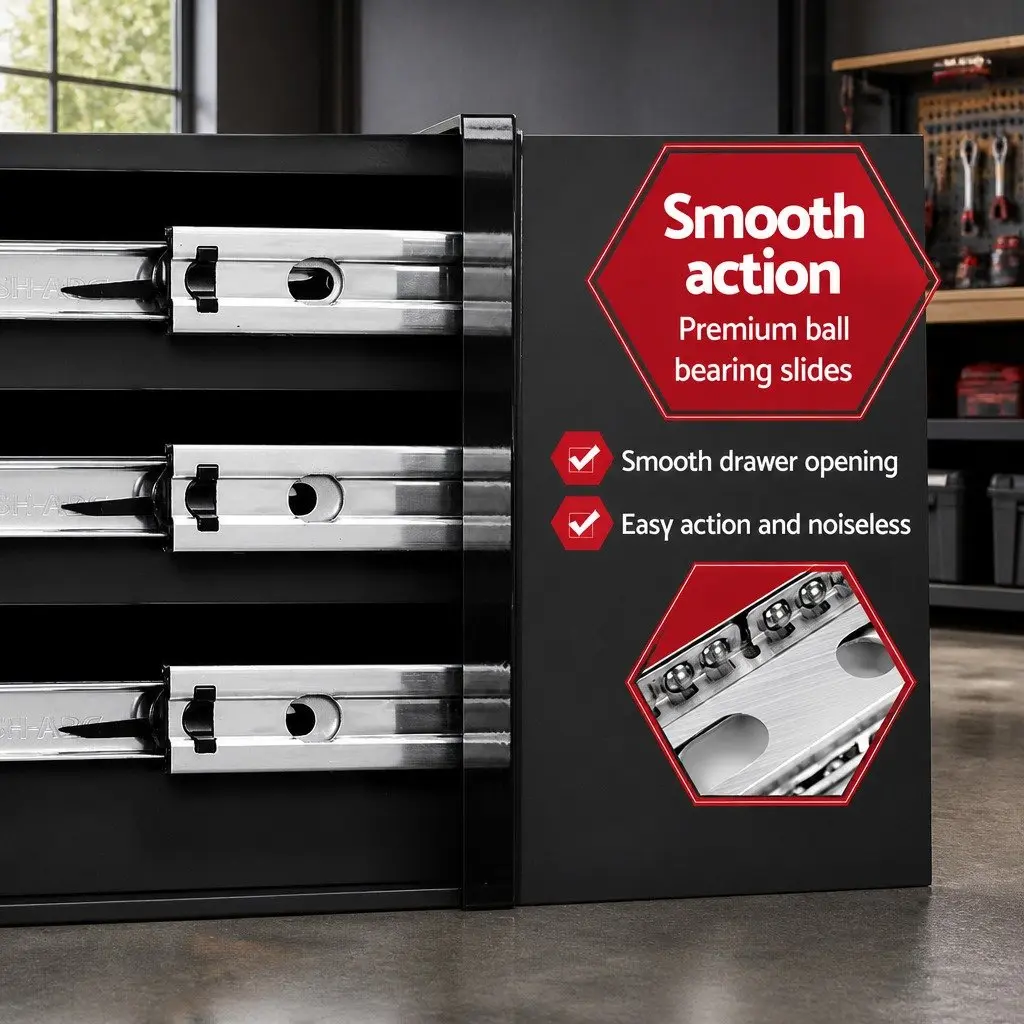 15 Drawer Tool Box Cabinet Chest Trolley Garage Storage Organizer Lockable