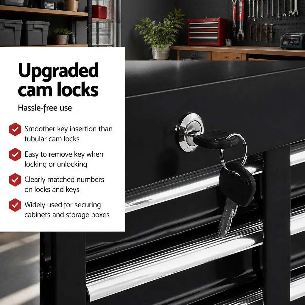 15 Drawer Tool Box Cabinet Chest Trolley Garage Storage Organizer Lockable