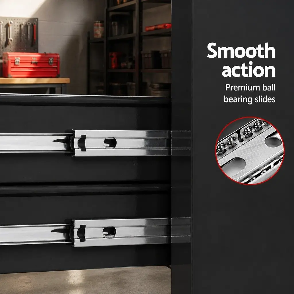 Tool Cabinet Chest Trolley for Garage Storage Organizer 16 Drawer Black Steel 68cm x 33cm x 111cm