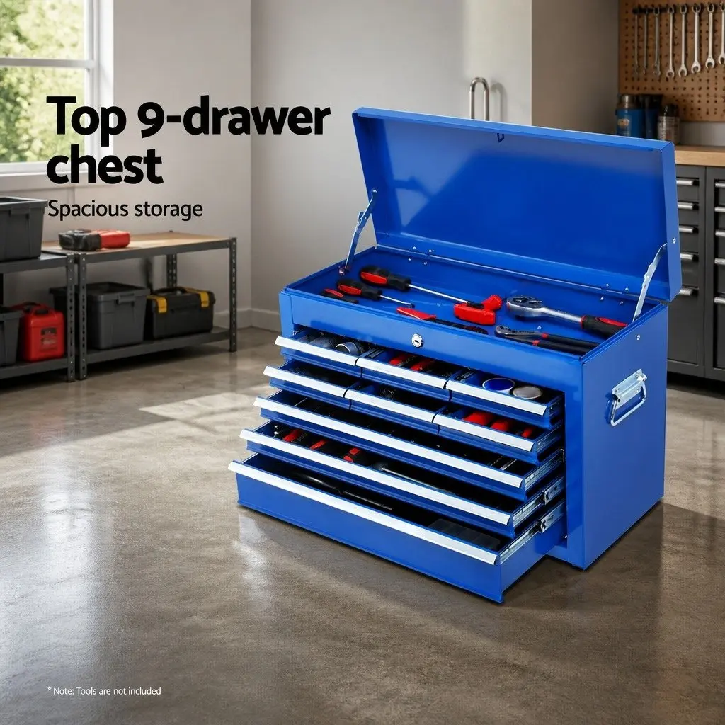 Tool Cabinet Trolley for Garage Workshop 16 Drawers Blue Steel