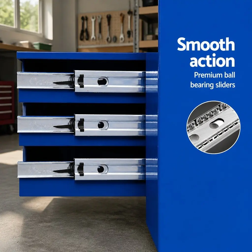 Tool Cabinet Trolley for Garage Workshop 16 Drawers Blue Steel
