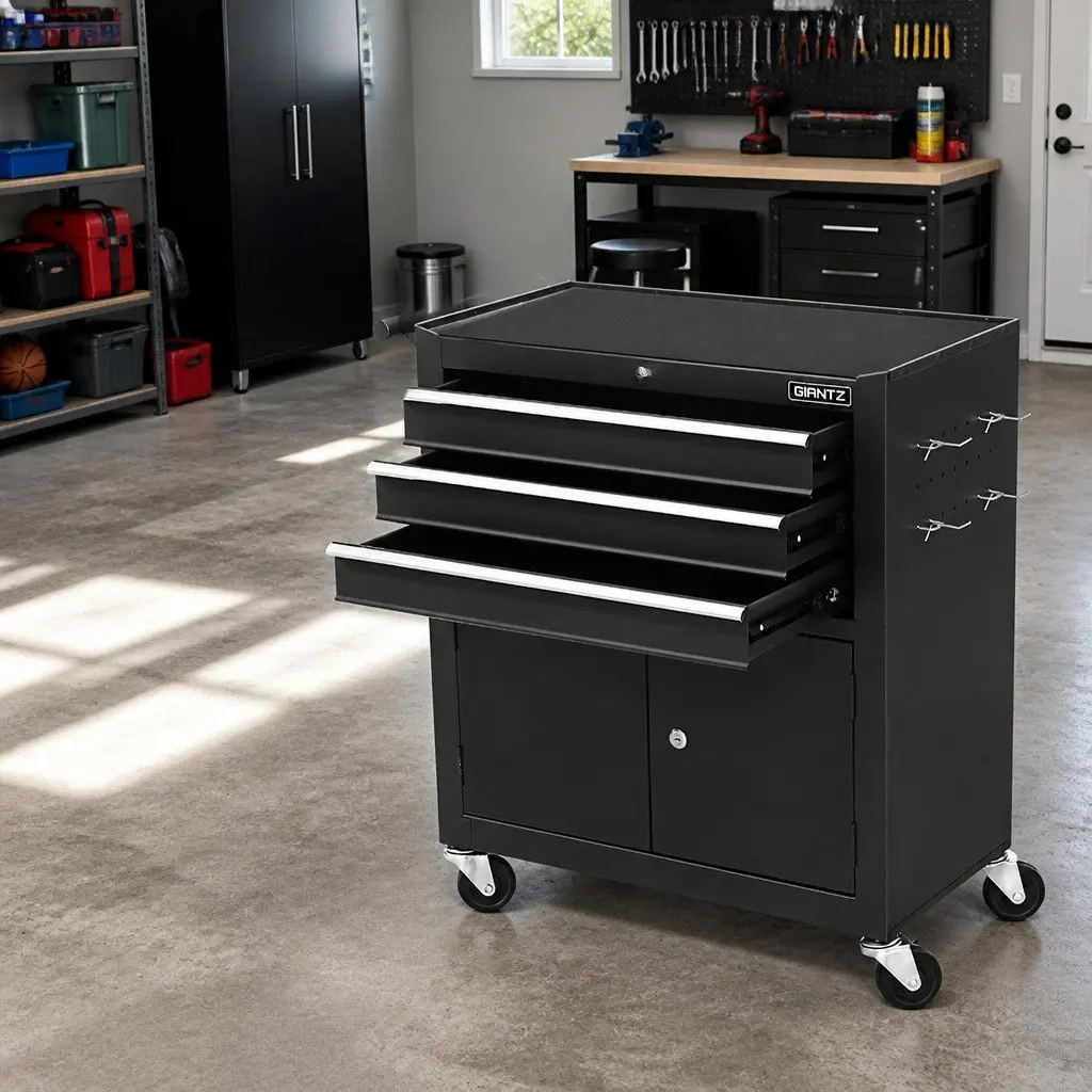 3 Drawer Tool Storage Trolley with Lockable Castors