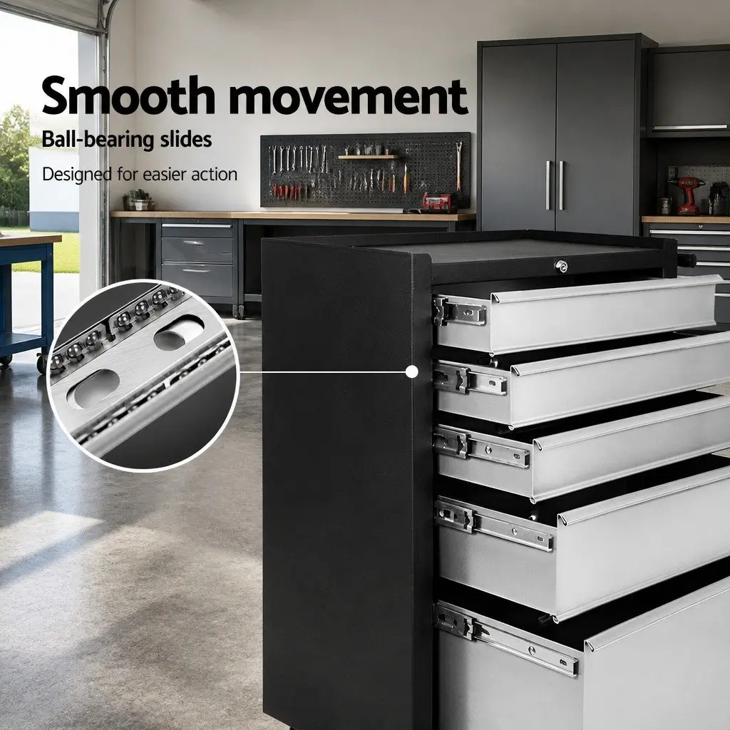 5 Drawer Steel Tool Box Cabinet Trolley Garage Storage Organizer 61.5cm x 33cm x 74cm