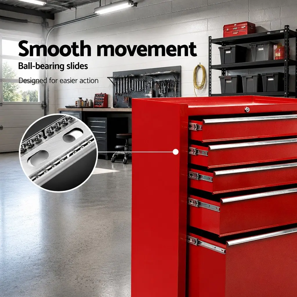 Tool Cabinet Trolley for Garage 5 Drawer Red 61.5cm x 33cm x 74cm