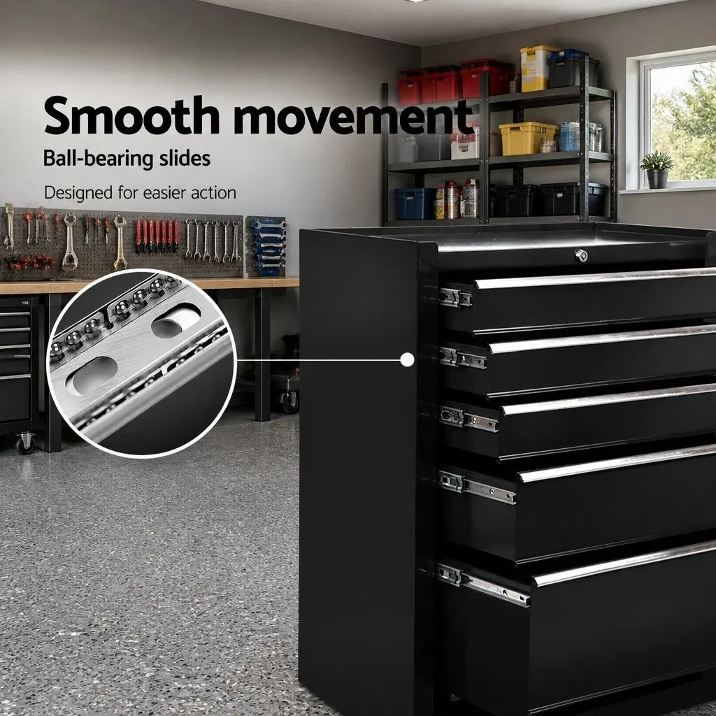 Tool Cabinet for Garage Storage 5 Drawer Lockable Black
