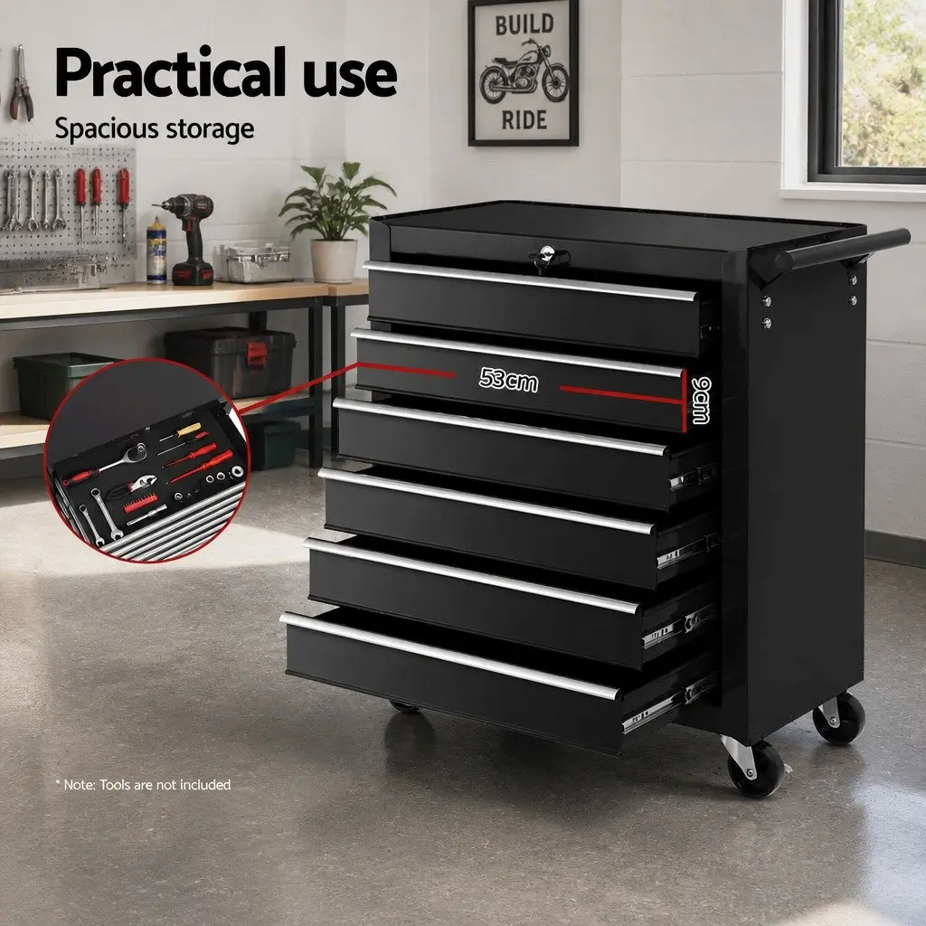 6 Drawer Tool Box Cabinet Trolley Cart Garage Toolbox Storage Chest 68cm x 33cm x 73cm