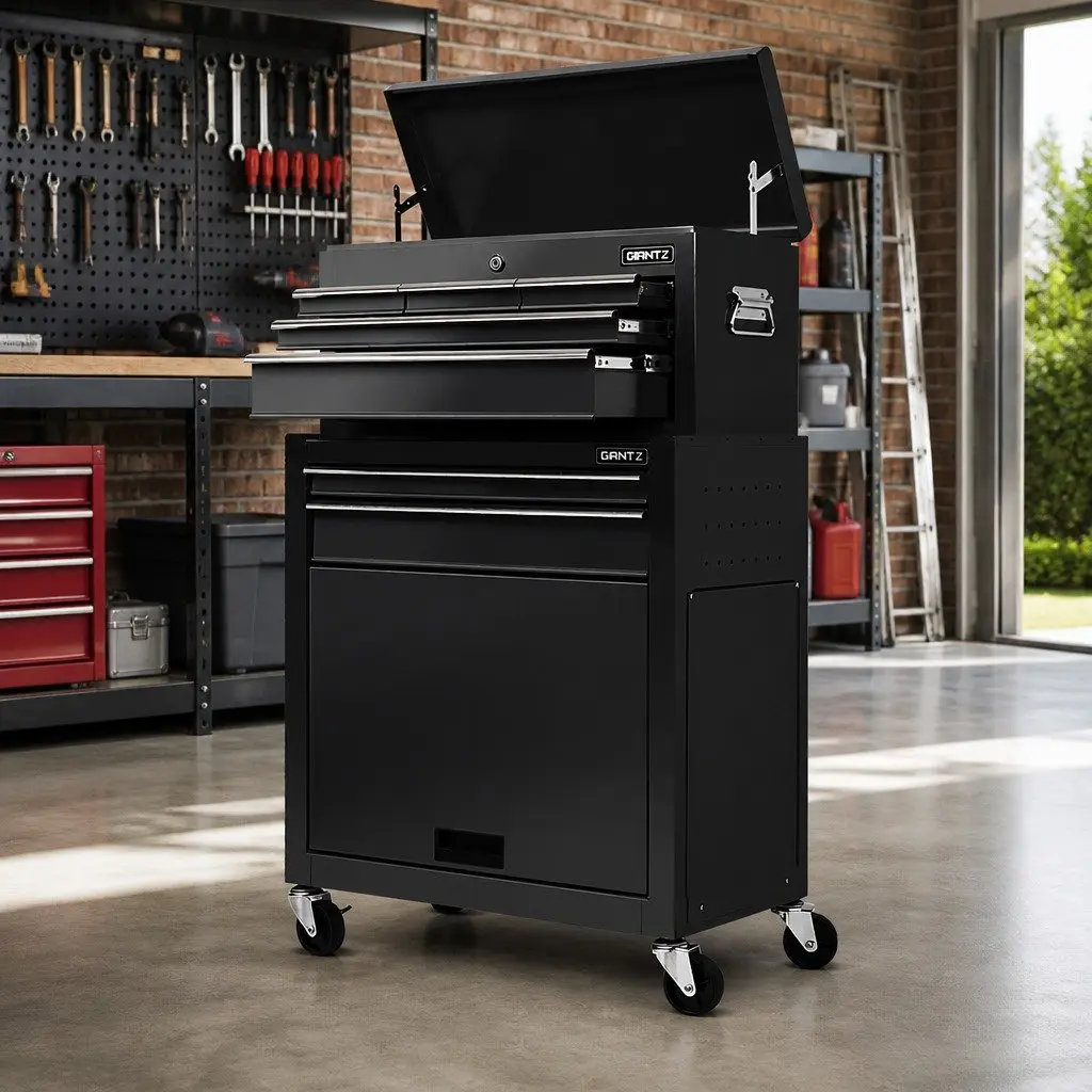 Tool Cabinet for Garage Workshop 7 Drawer Mobile Trolley Black