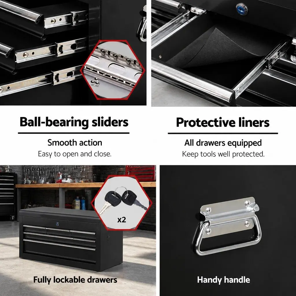 Tool Cabinet for Garage Workshop 7 Drawer Mobile Trolley Black
