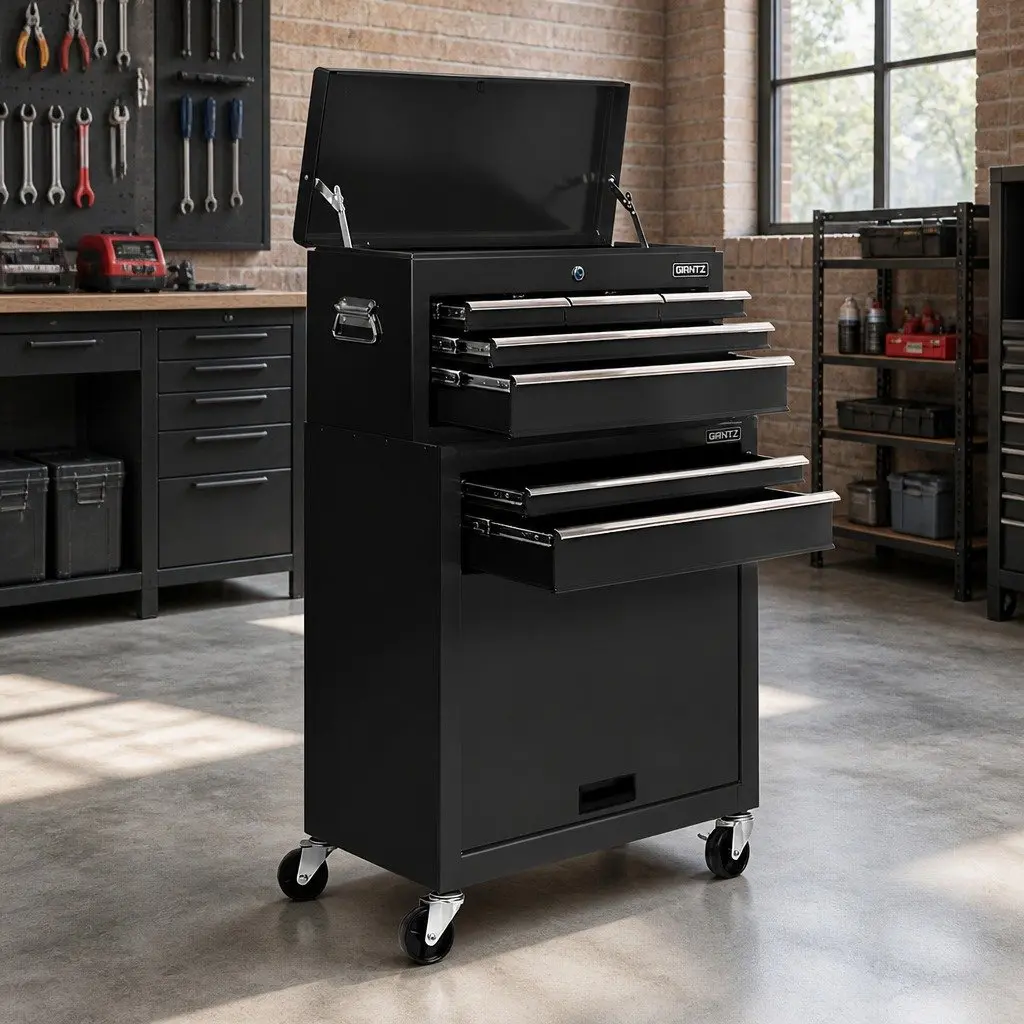 Tool Cabinet for Garage Workshop 7 Drawer Mobile Trolley Black
