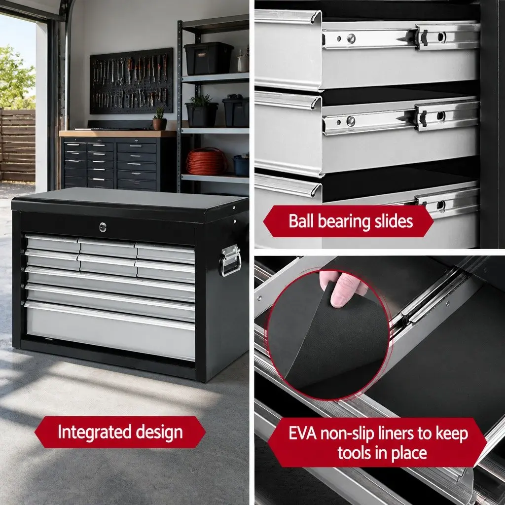 9 Drawer Tool Box Cabinet Chest Storage Organiser Garage Workshop Toolbox