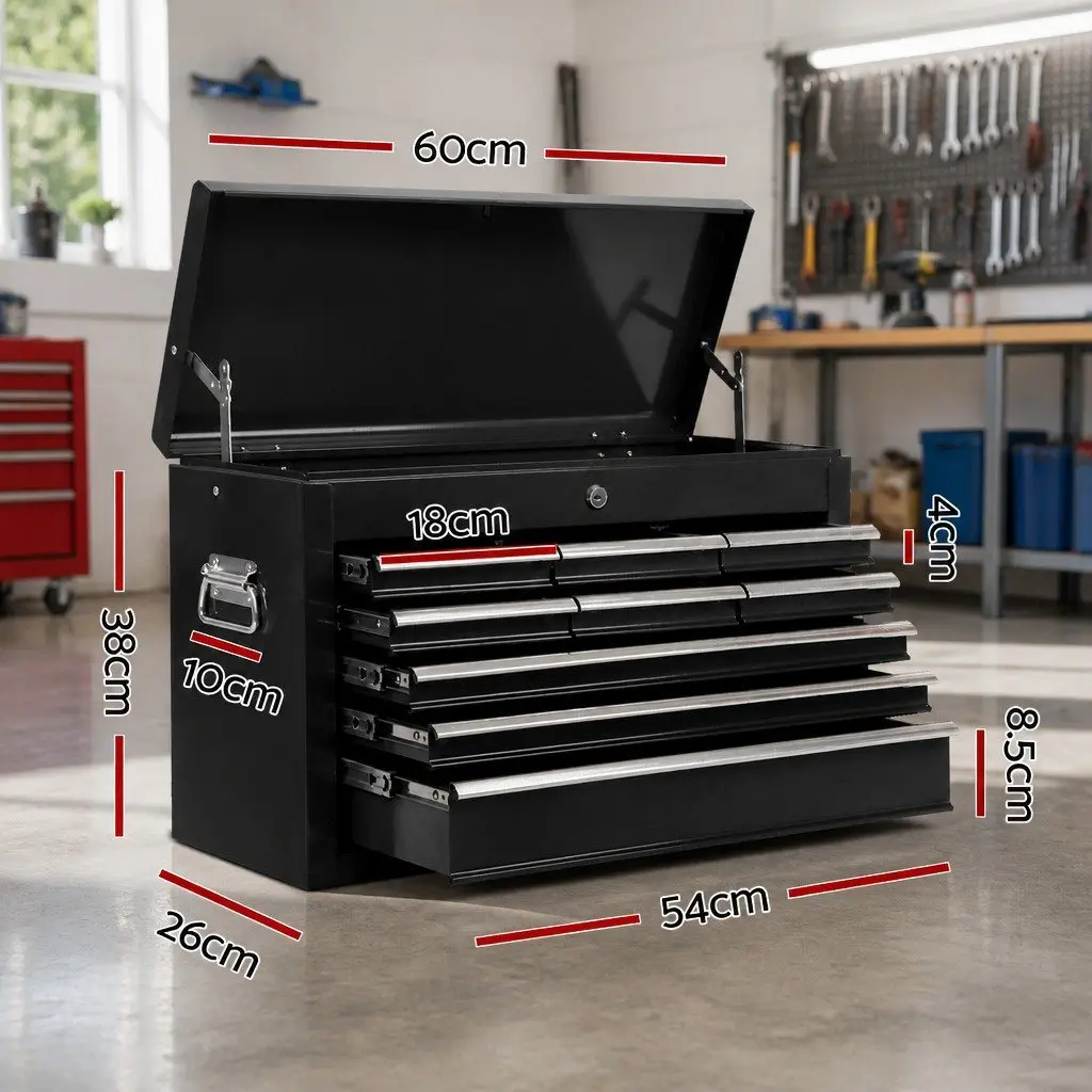 Tool Cabinet Garage Organizer 9 Drawer Steel Storage Chest Black