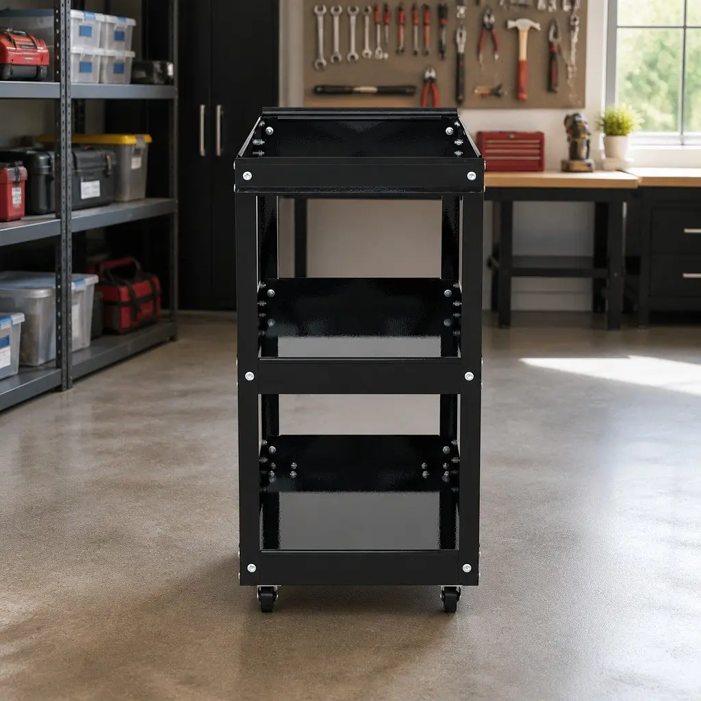 3-Tier Tool Cart Trolley Workshop Garage Storage Organizer with Lockable Wheels