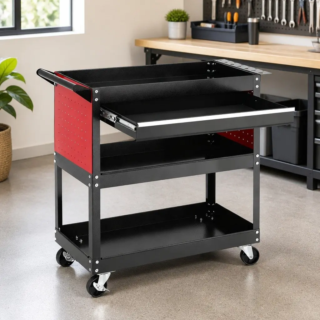 Tool Trolley Cart Workshop Garage Storage Organizer with Drawers 83 x 78 x 35 cm