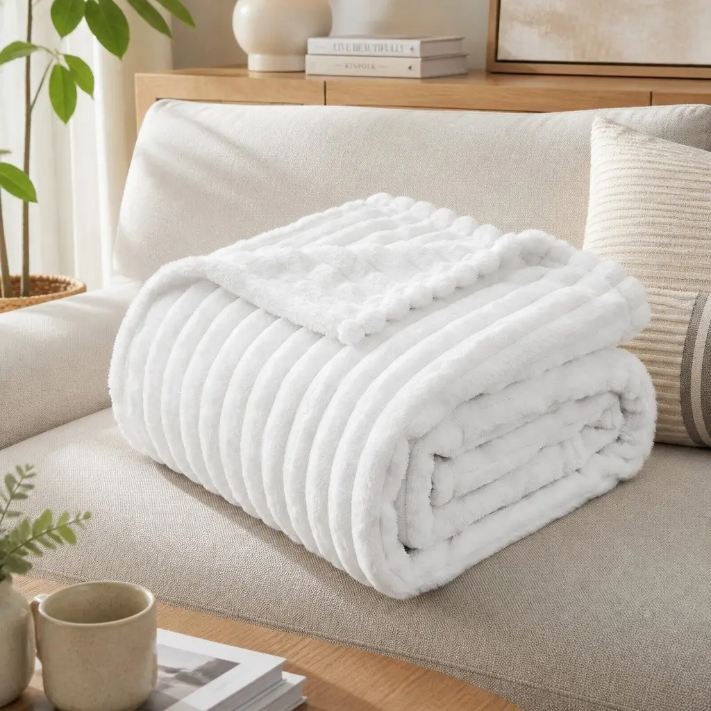 Throw Blanket 127x152cm Fleece Soft Lightweight Cozy Sofa Couch Bed Layer