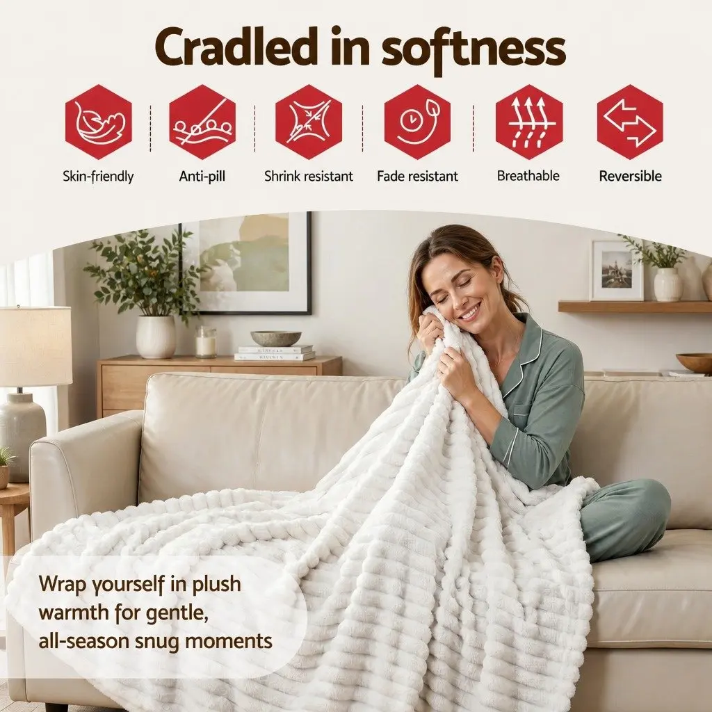 Throw Blanket 127x152cm Fleece Soft Lightweight Cozy Sofa Couch Bed Layer