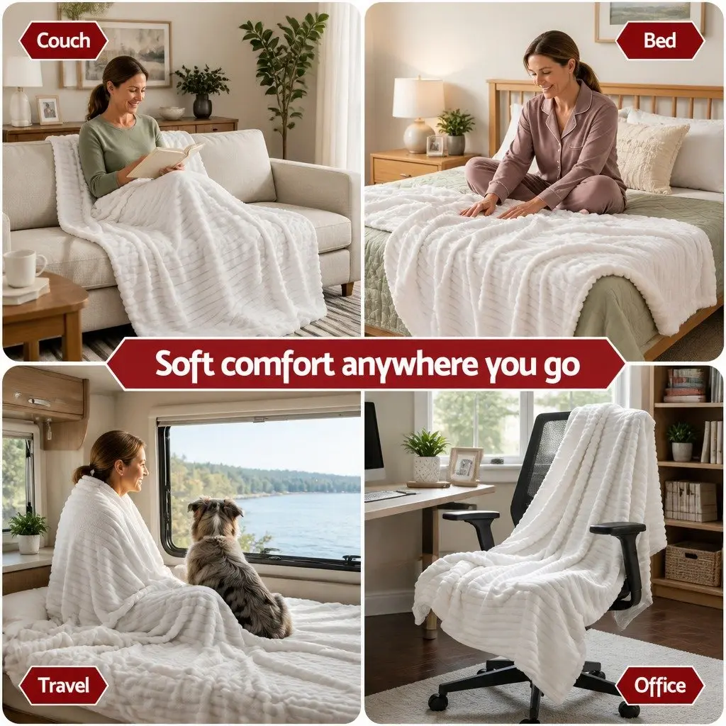 Throw Blanket 127x152cm Fleece Soft Lightweight Cozy Sofa Couch Bed Layer