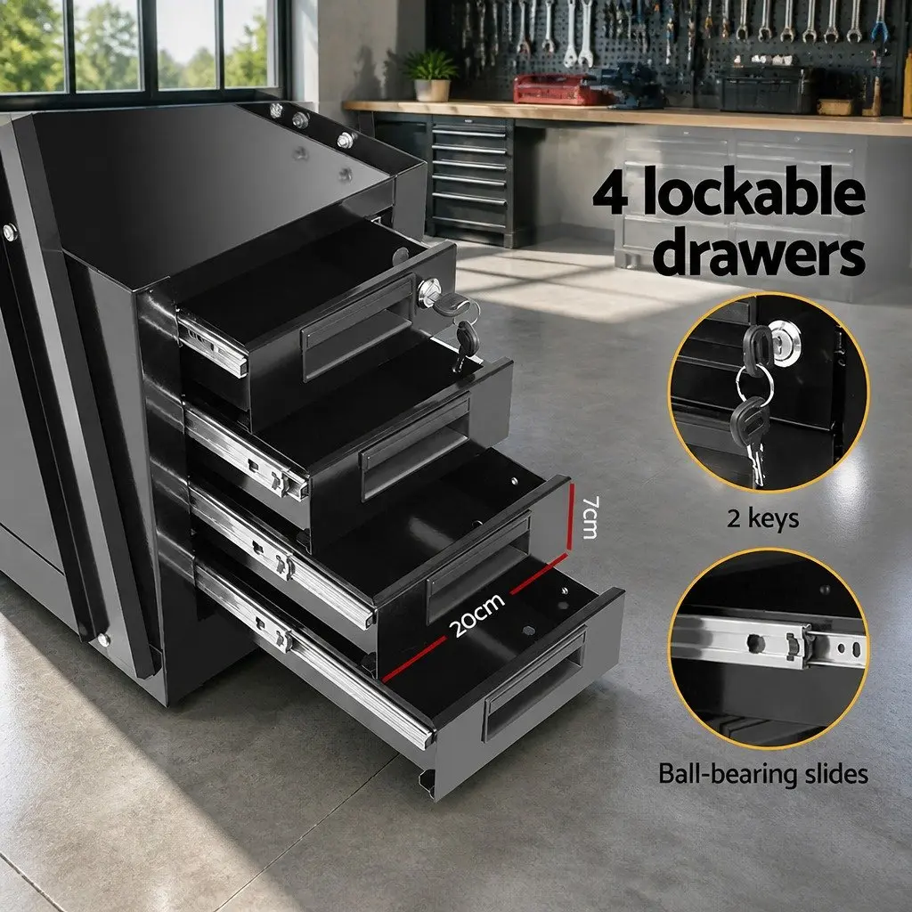 Welding Trolley Cart for Workshop 4 Drawer Black Steel