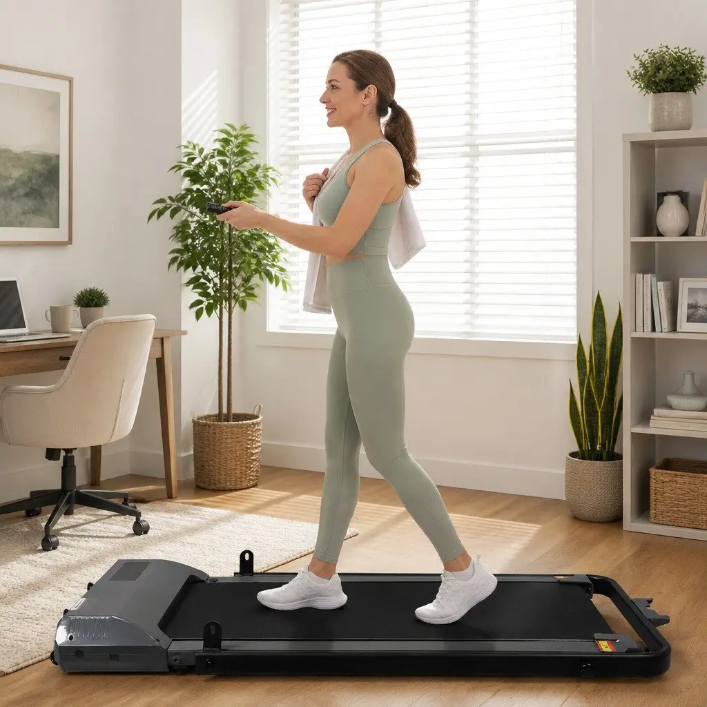 Under Desk Walking Treadmill Home Office Portable Foldable 121cm x 50cm x 12cm