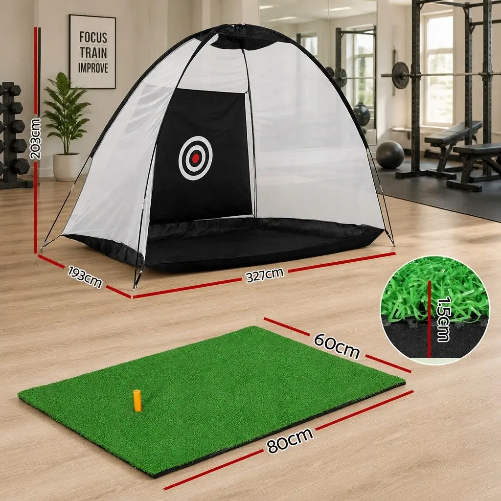 Golf Practice Net Training Mat Set Driving Target Indoor Outdoor Portable