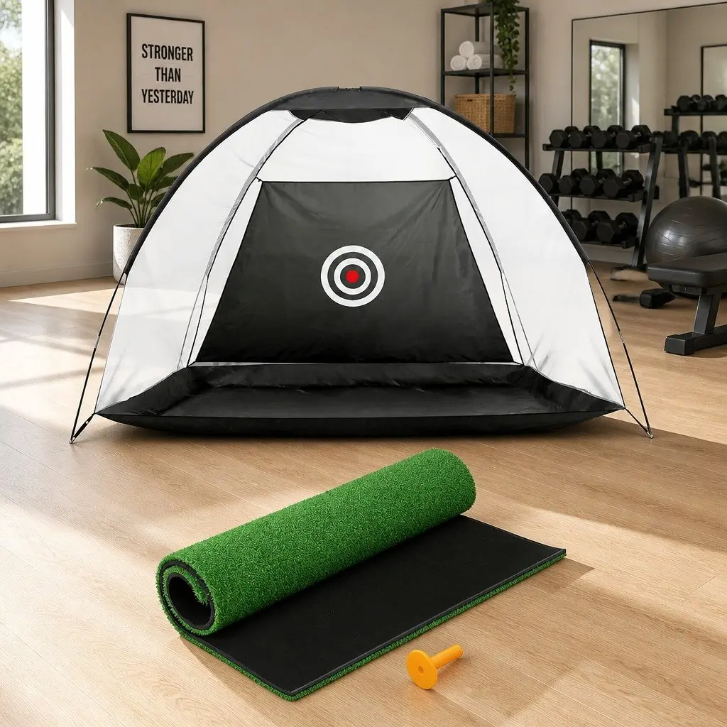 Golf Practice Net Training Mat Set Driving Target Indoor Outdoor Portable