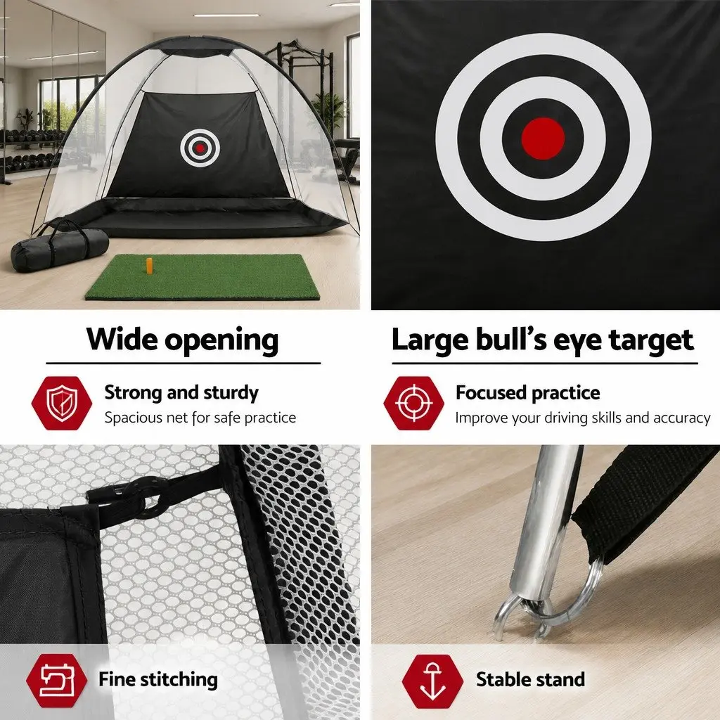 Golf Practice Net Training Mat Set Driving Target Indoor Outdoor Portable