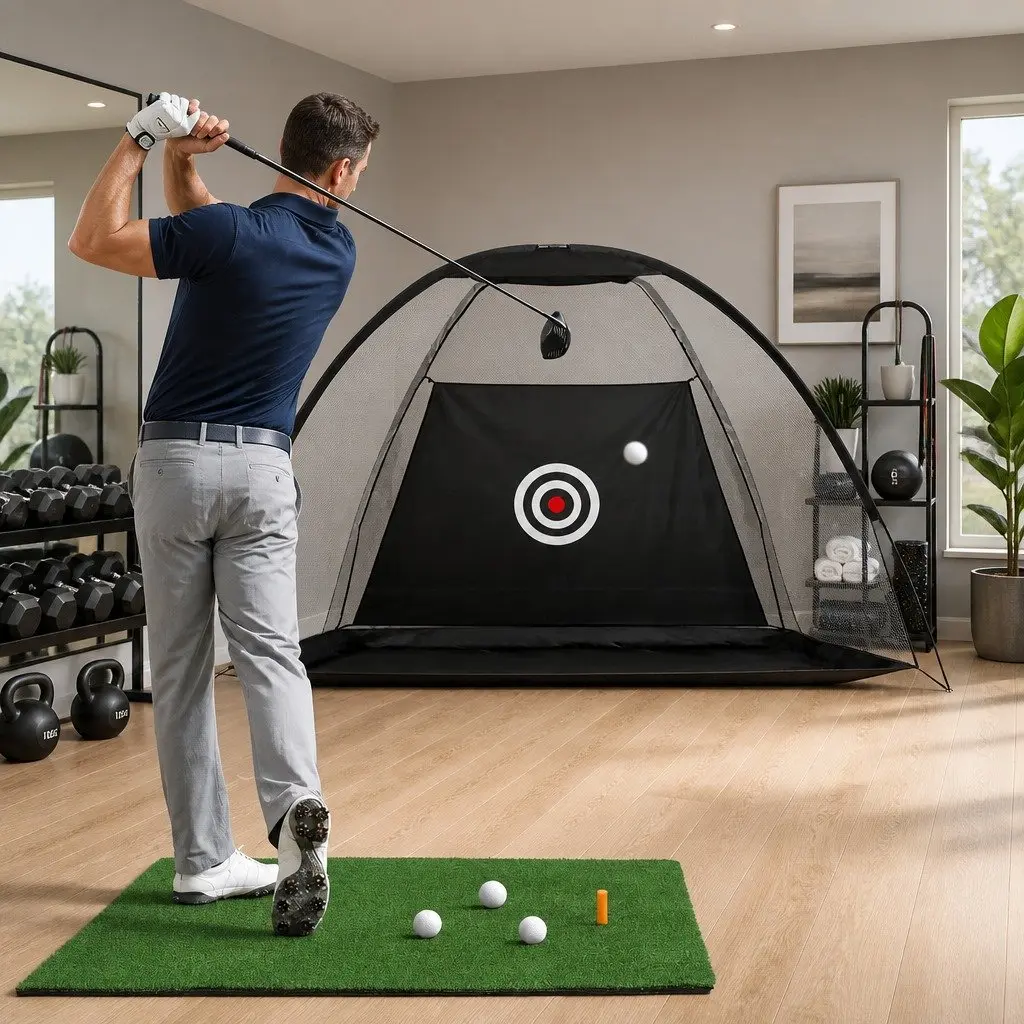 Golf Practice Net Training Mat Set Driving Target Indoor Outdoor Portable