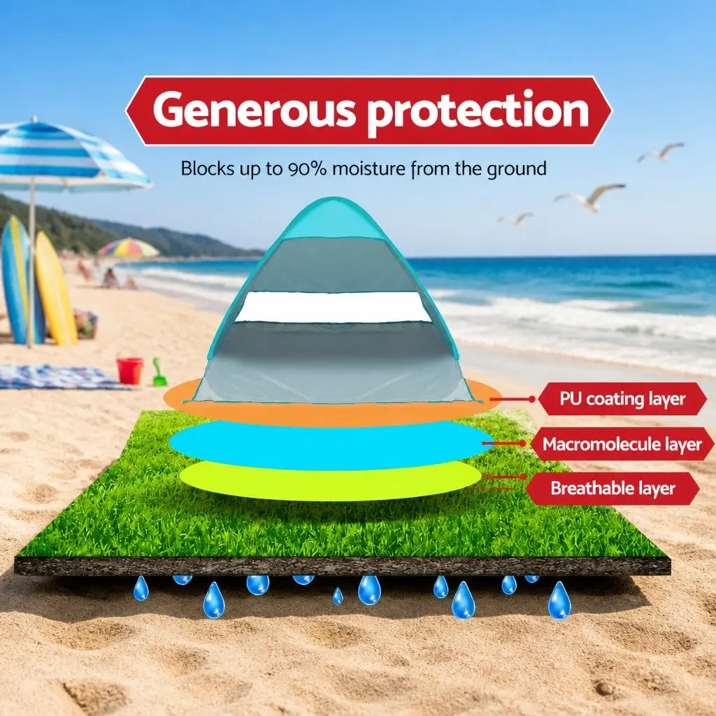 Pop Up Beach Tent 3 Person Camping Hiking Sun Shade Shelter Blue Outdoor