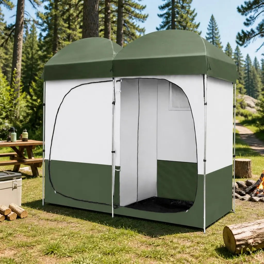 Double Camping Shower Toilet Tent Outdoor Portable Change Room with Carry Bag