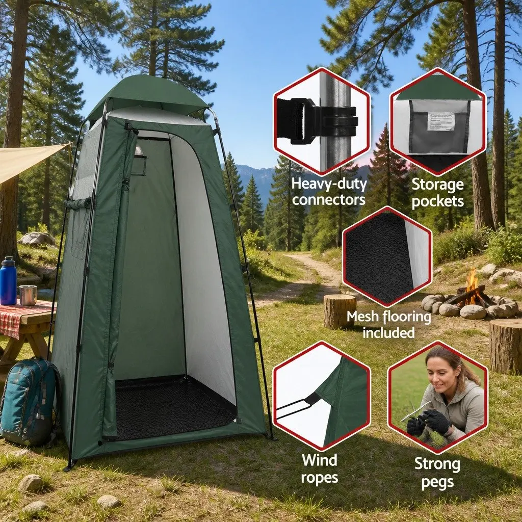 Double Camping Shower Toilet Tent Outdoor Portable Change Room with Carry Bag