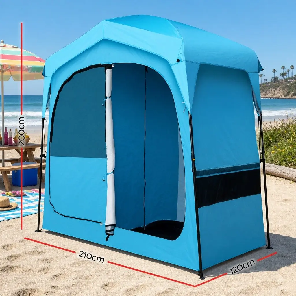 Double Camping Shower Toilet Tent Outdoor Change Room Privacy 210 x 120 x 200 cm