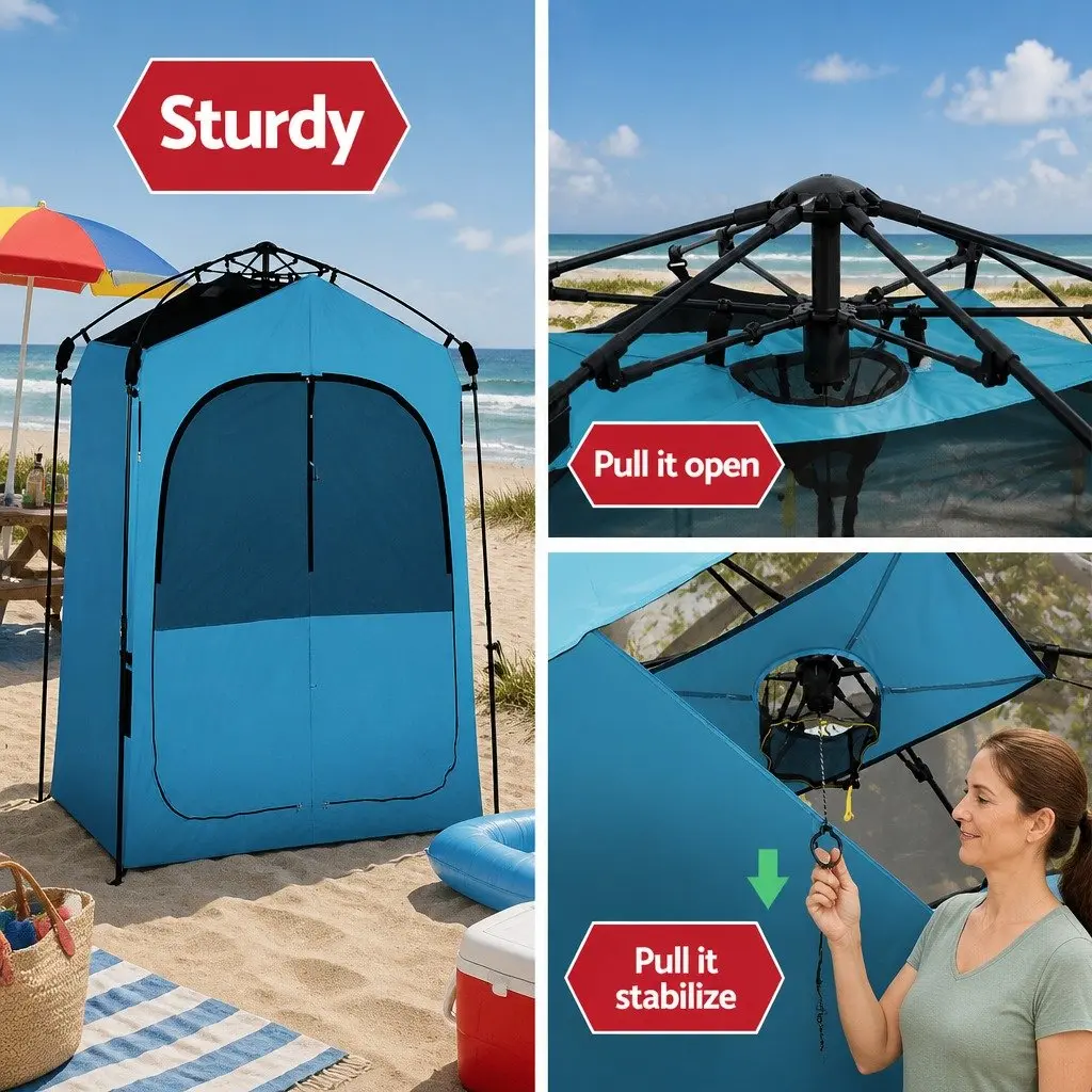 Double Camping Shower Toilet Tent Outdoor Change Room Privacy 210 x 120 x 200 cm
