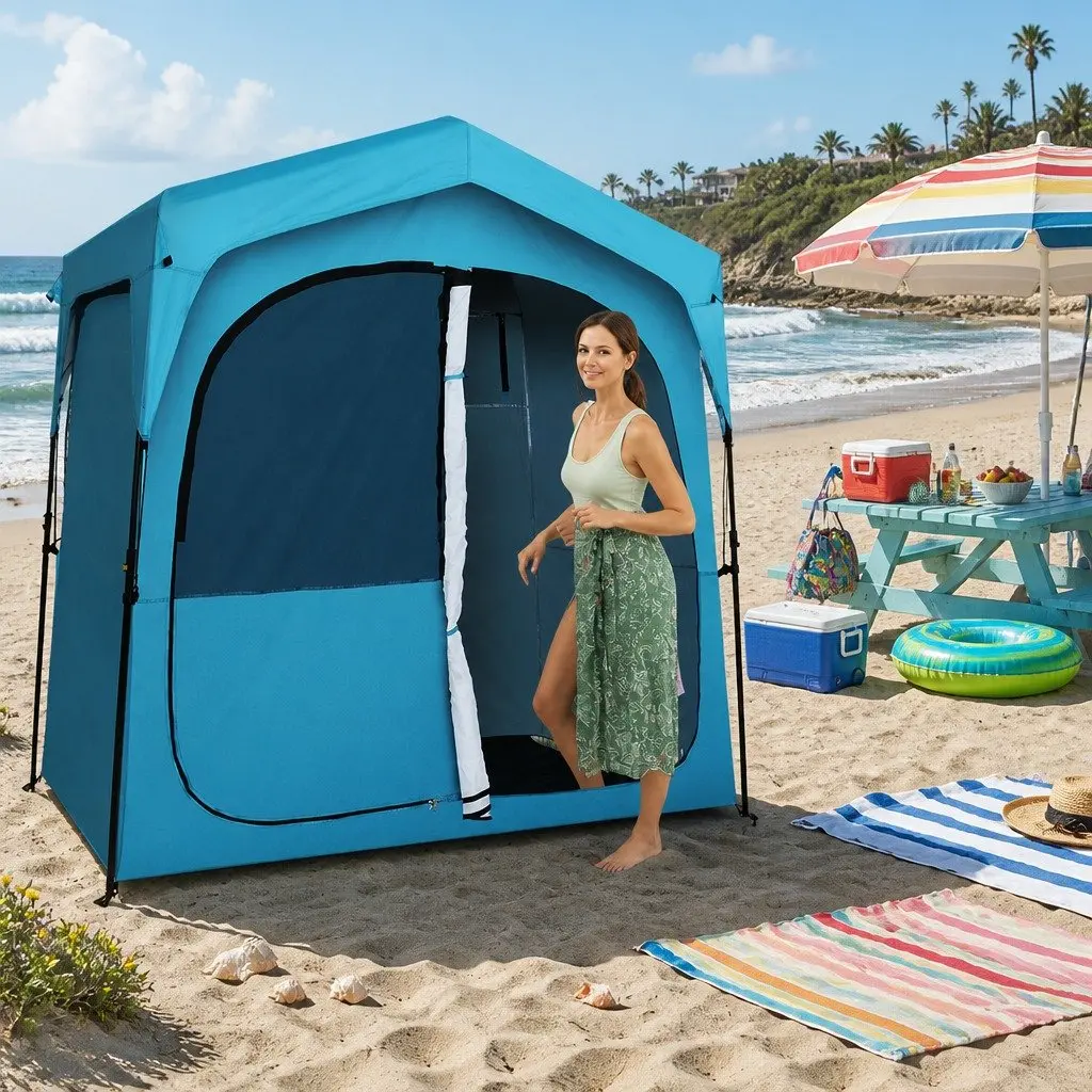 Double Camping Shower Toilet Tent Outdoor Change Room Privacy 210 x 120 x 200 cm
