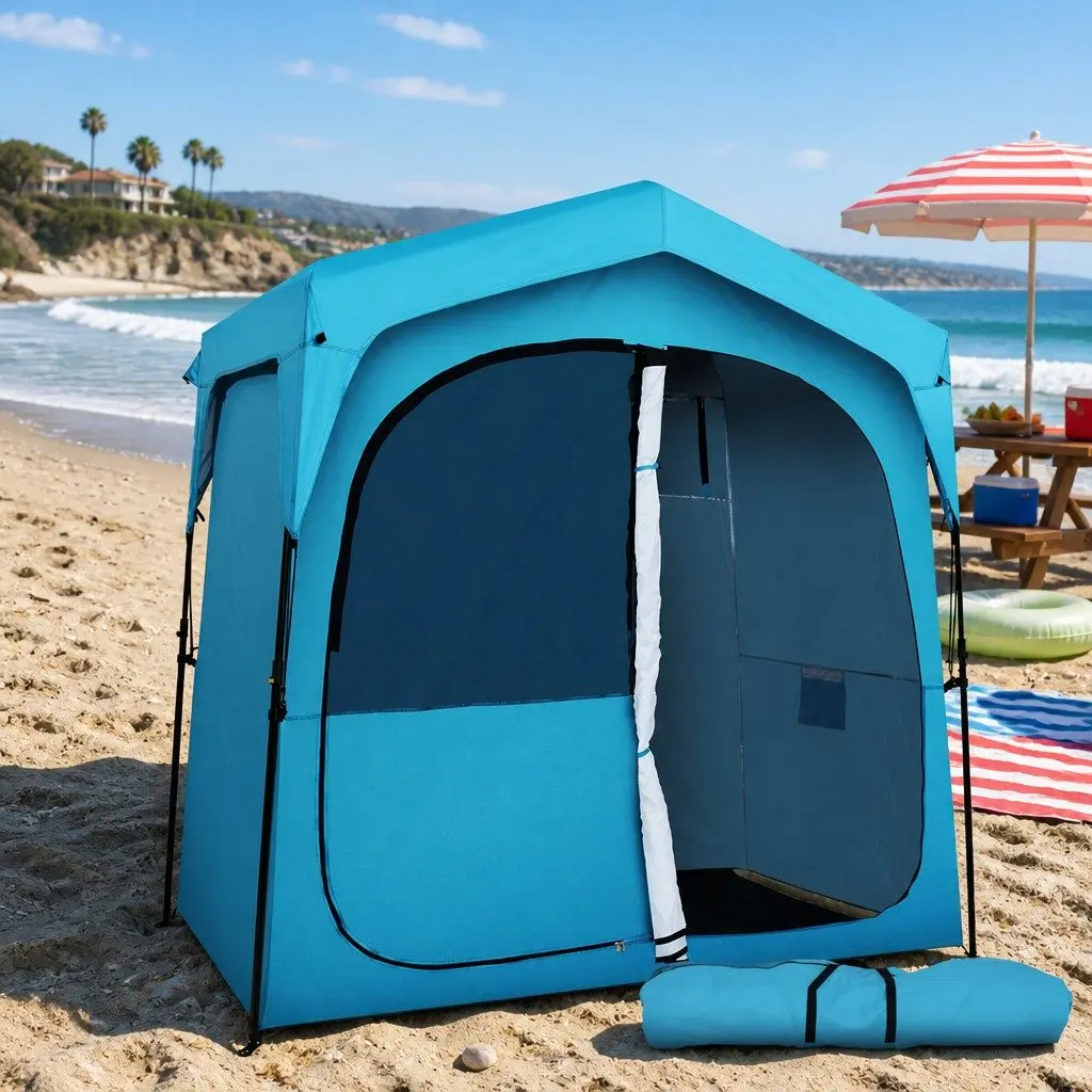Double Camping Shower Toilet Tent Outdoor Change Room Privacy 210 x 120 x 200 cm