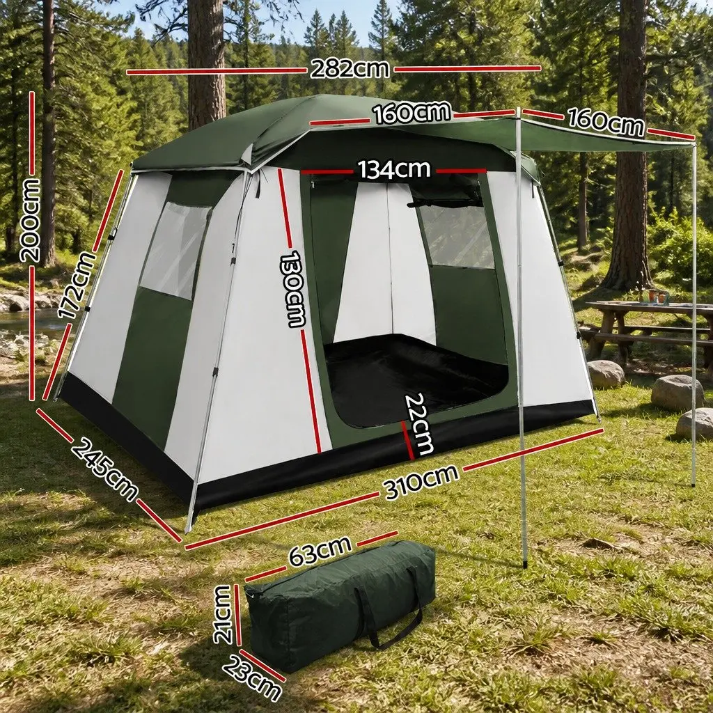 6 Person Camping Tent Dome Outdoor Green White