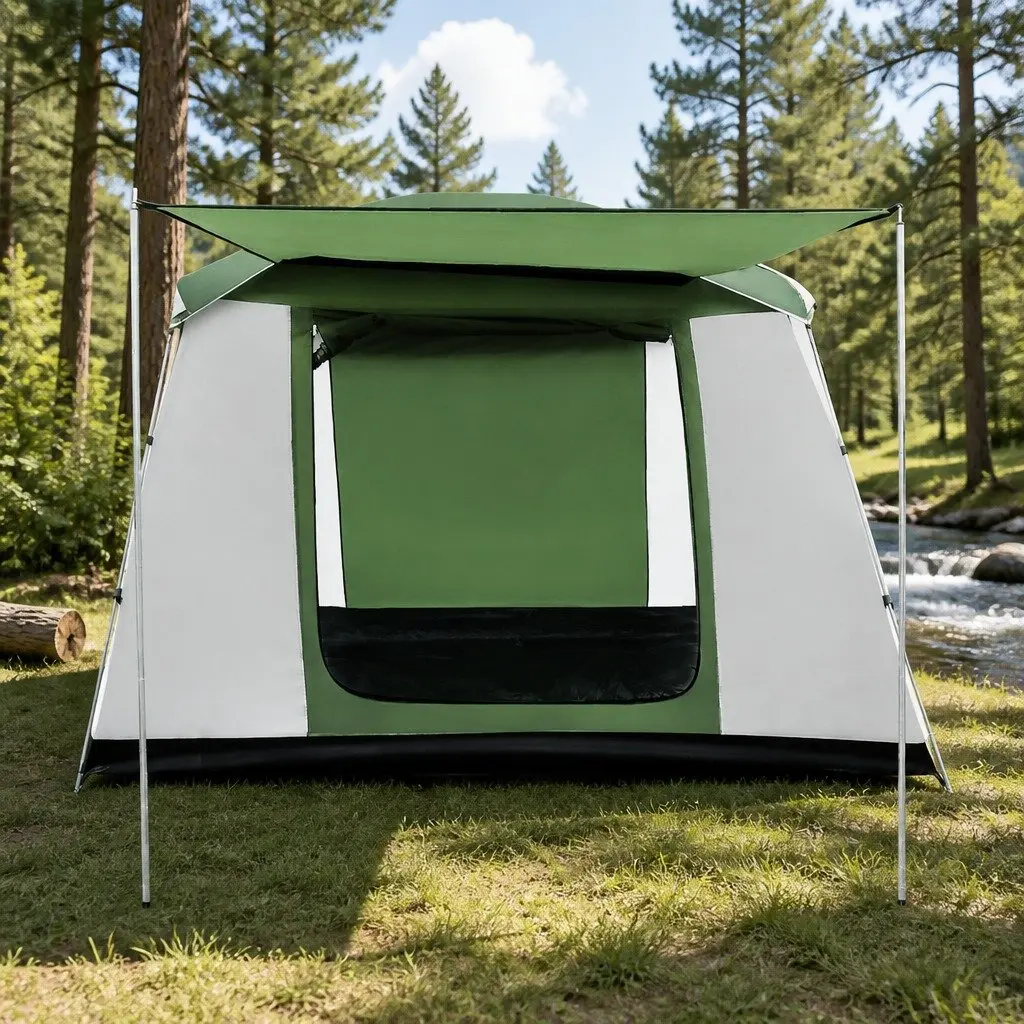 6 Person Camping Tent Dome Outdoor Green White
