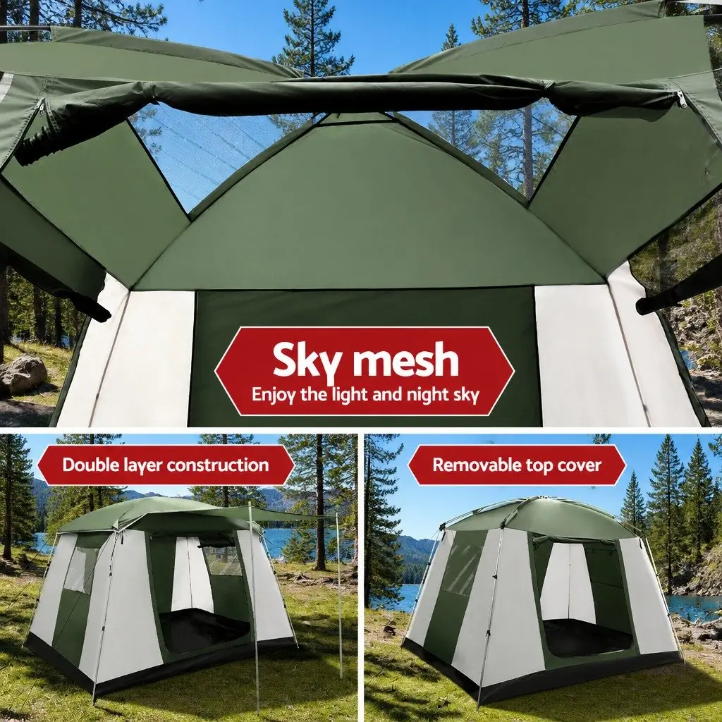 6 Person Camping Tent Dome Outdoor Green White