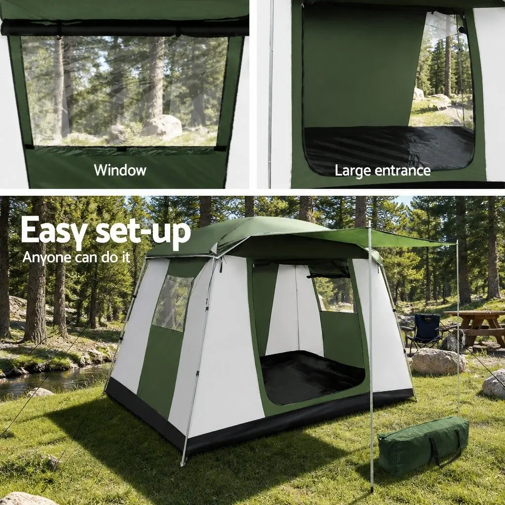 6 Person Camping Tent Dome Outdoor Green White