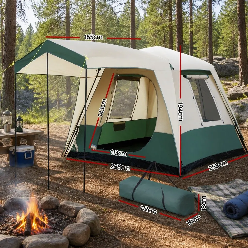 4 Person Dome Camping Tent Instant Pop Up Family Hiking Outdoor Green Shelter