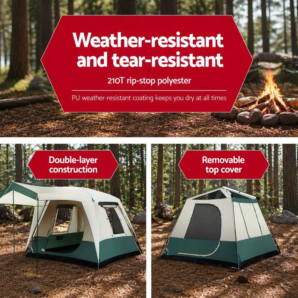 4 Person Dome Camping Tent Instant Pop Up Family Hiking Outdoor Green Shelter