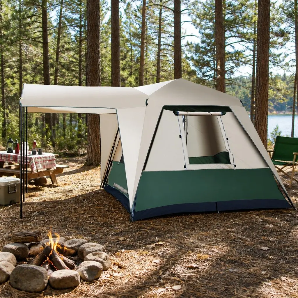 4 Person Dome Camping Tent Instant Pop Up Family Hiking Outdoor Green Shelter