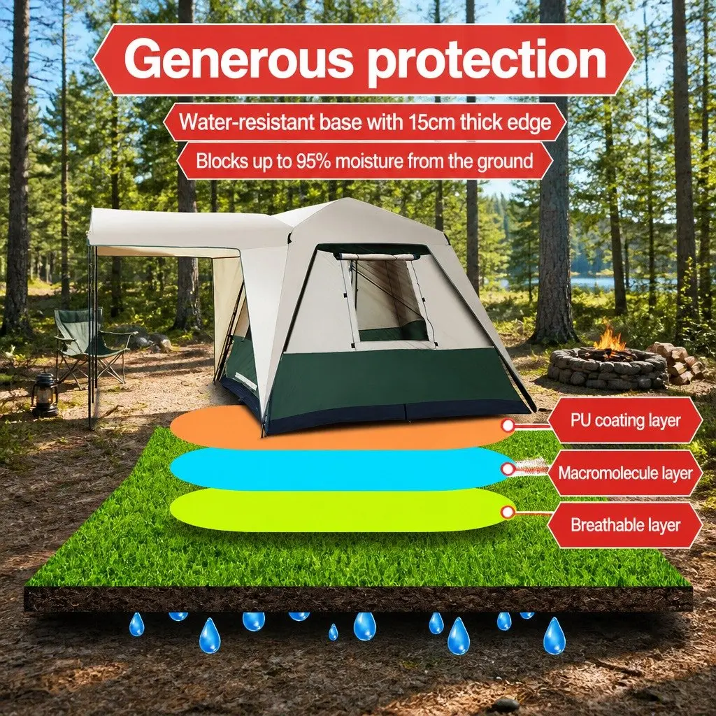 4 Person Dome Camping Tent Instant Pop Up Family Hiking Outdoor Green Shelter