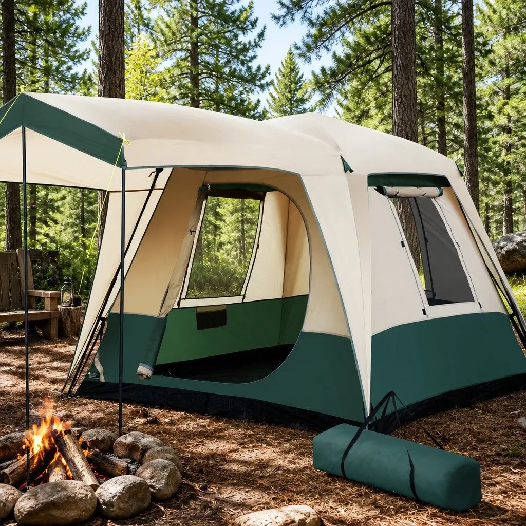 4 Person Dome Camping Tent Instant Pop Up Family Hiking Outdoor Green Shelter