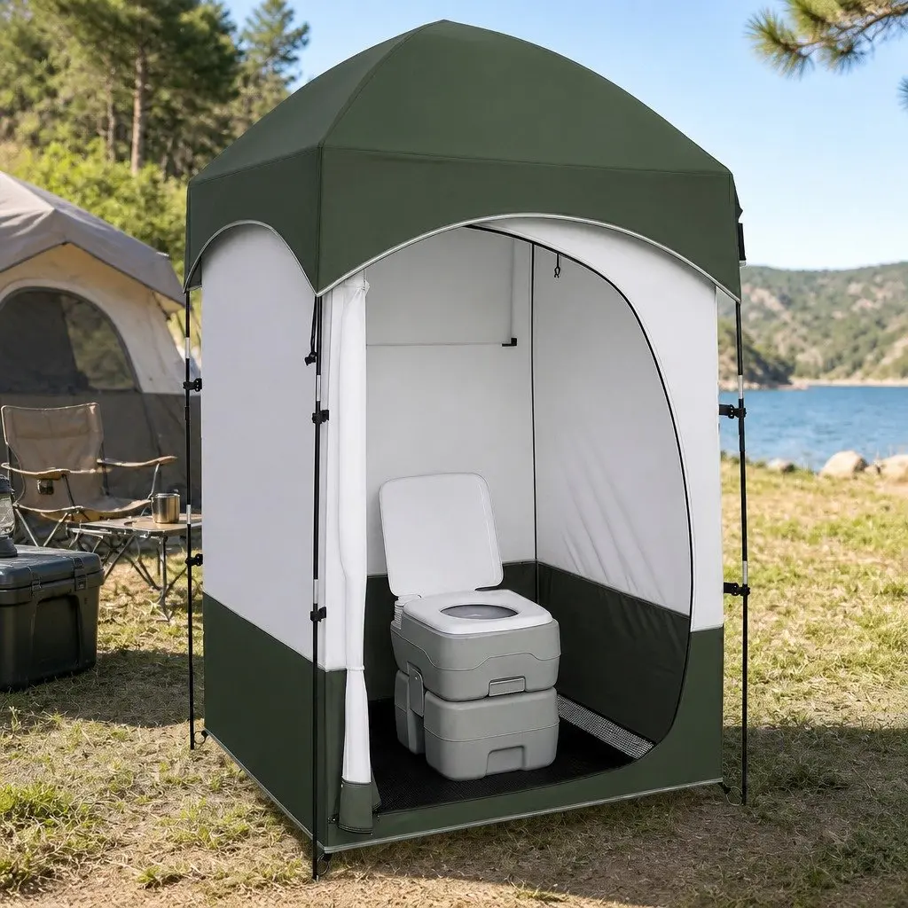 Portable Toilet and Shower Tent with 20L Capacity