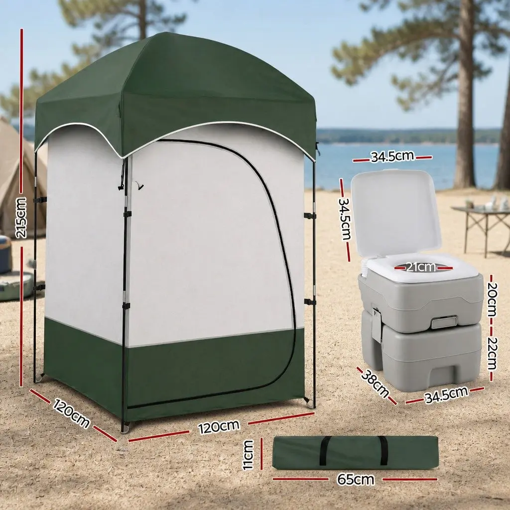 Portable Toilet and Shower Tent with 20L Capacity