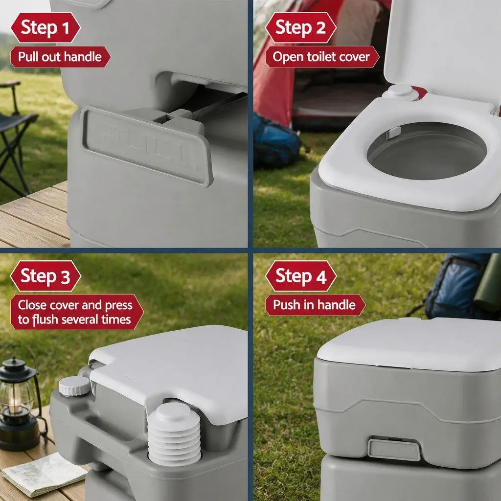 Portable Toilet and Shower Tent with 20L Capacity