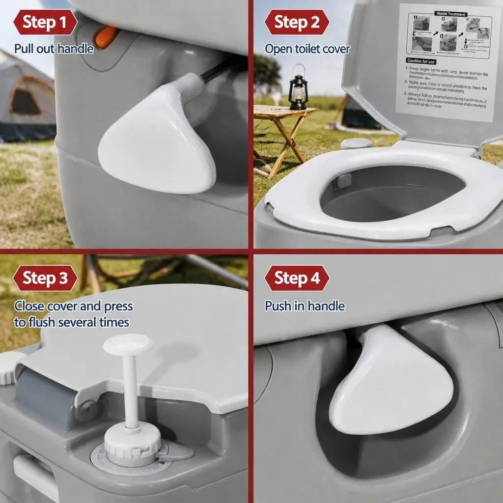 Portable Camping Toilet Shower Tent Privacy Ensuite Set 1 Person 14L Freshwater 22L Waste Tank 120cm x 120cm x 215cm